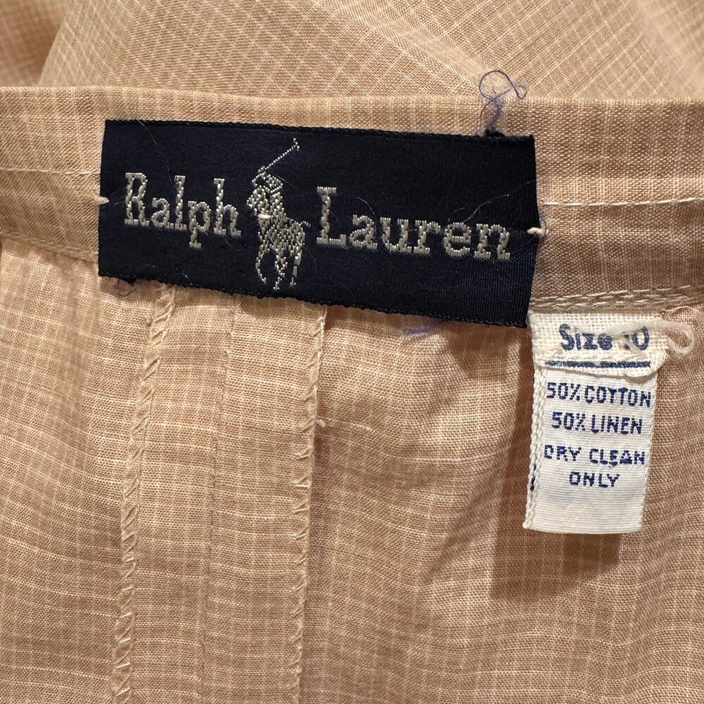 Vtg 1970's Ralph Lauren Cotton Linen Blend Button Front Prairie Midi Skirt - Picture 7 of 7